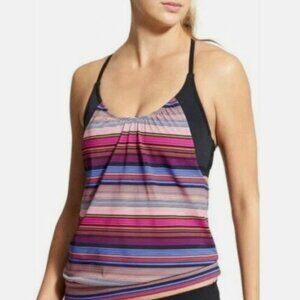 Athleta Capri Stripe Blousy Underwire Tankini Top